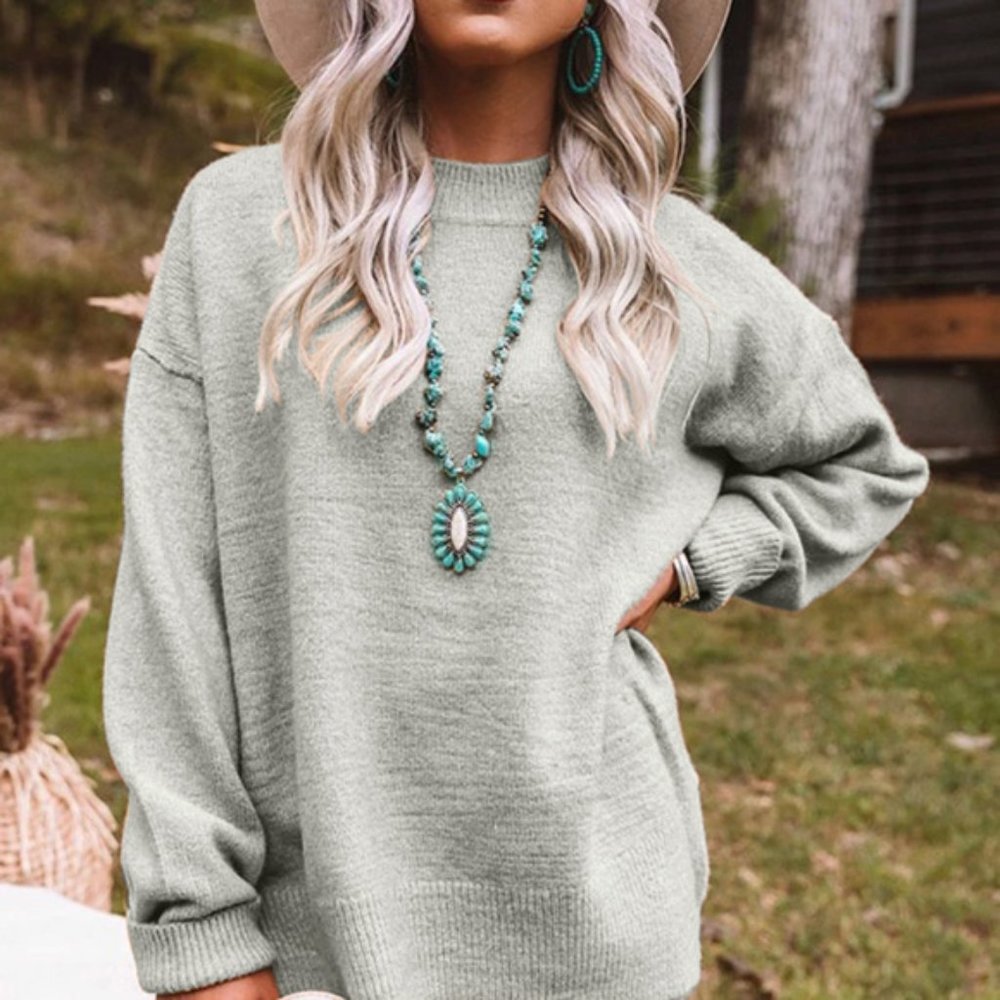 New Cozy Gray Oversized Sweater Sweatshirt - Picture 2 of 6
